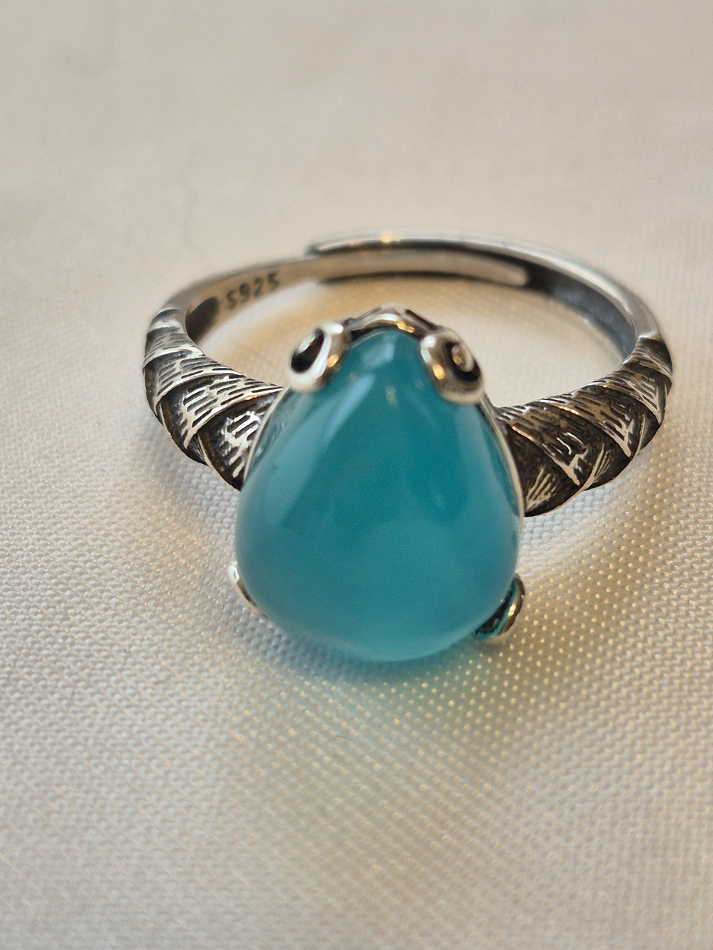 Sterling Ring with Aqua Chalcedony Stone